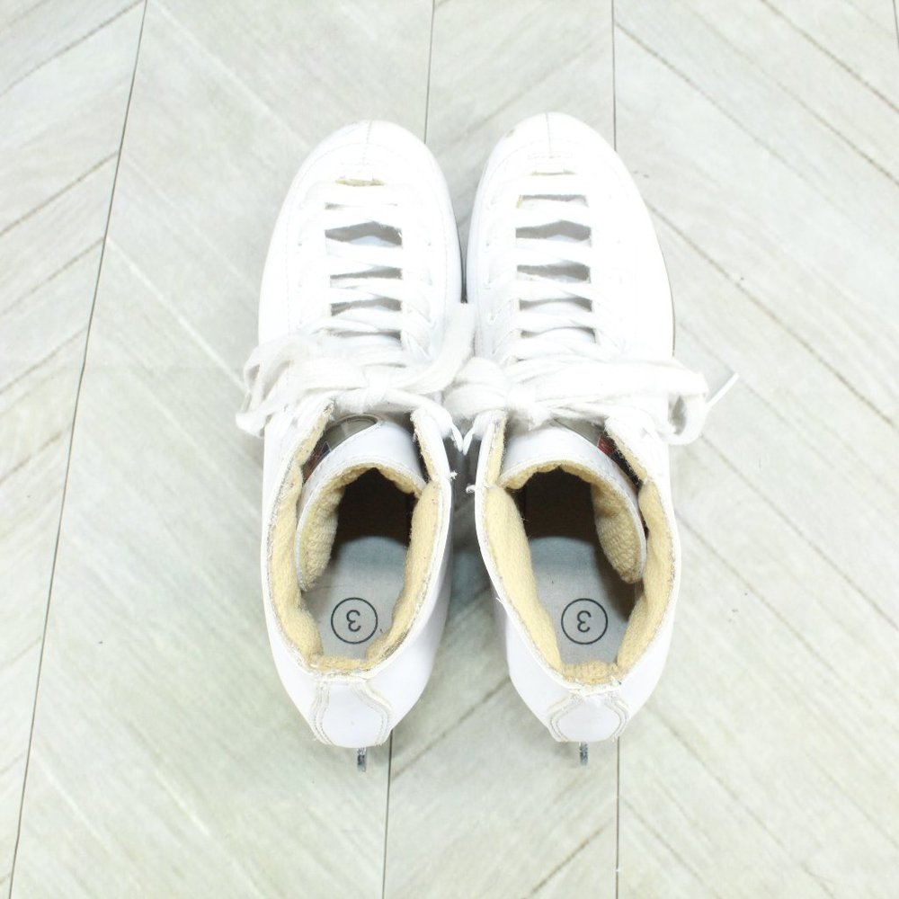 Riedell White Leather Lace Up Comfort Sport Ice Skates Shoes Size 3 - Picture 6 of 8